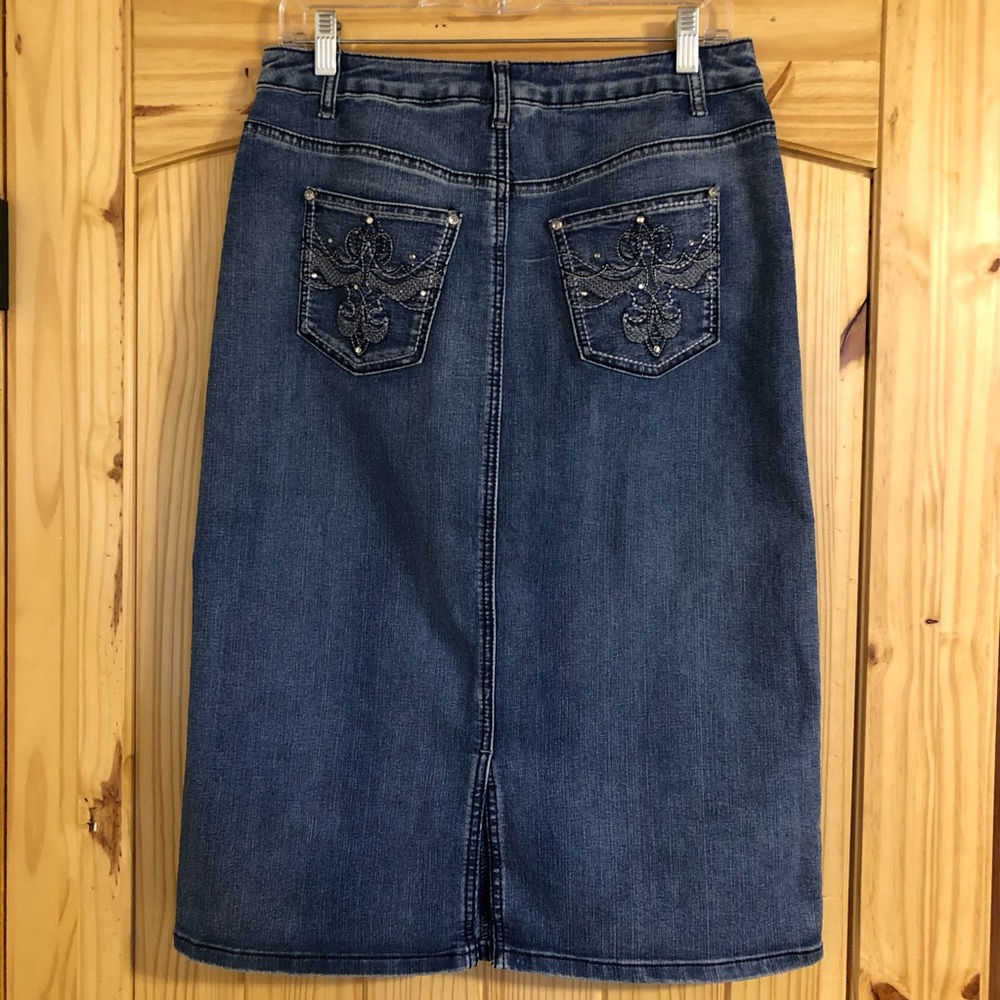 Christopher & Banks 6P Modest Pencil Jean Skirt